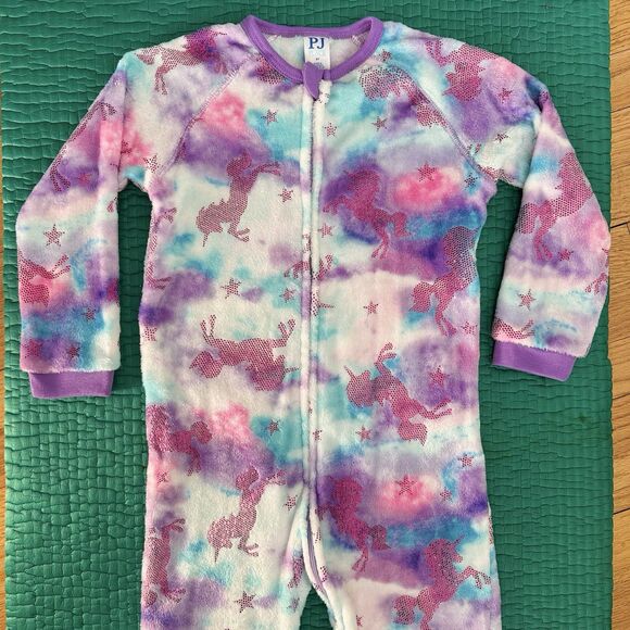 The Children's Place Pajamas Footed Fleece Size 5T Unicorn Sparkly Purple Pink - Picture 11 of 16